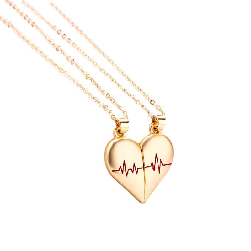 Pair of Magnet Electrocardiogram Love Necklaces - GiddyGoatStore