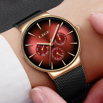 Men's Watch - Lige Mesh Strap Quartz Watch - GiddyGoatStore