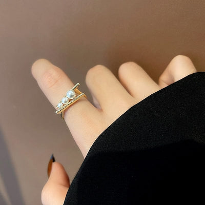 Ring - Women's Retro Baroque Imitation Pearl Adjustable Ring