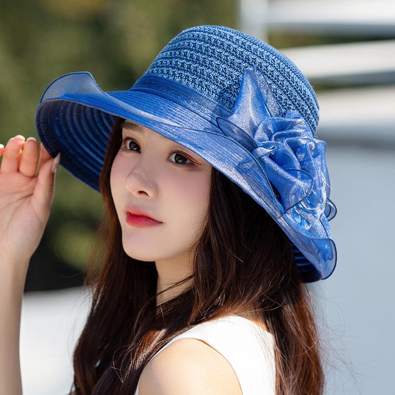 Women's Summer Flower Organza Breathable Sunscreen Sun Hat