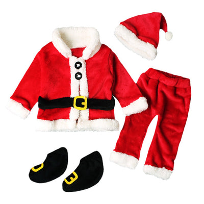 Baby Christmas Clothes - 4PCS Santa Top Pants Hat and Socks Outfit Set