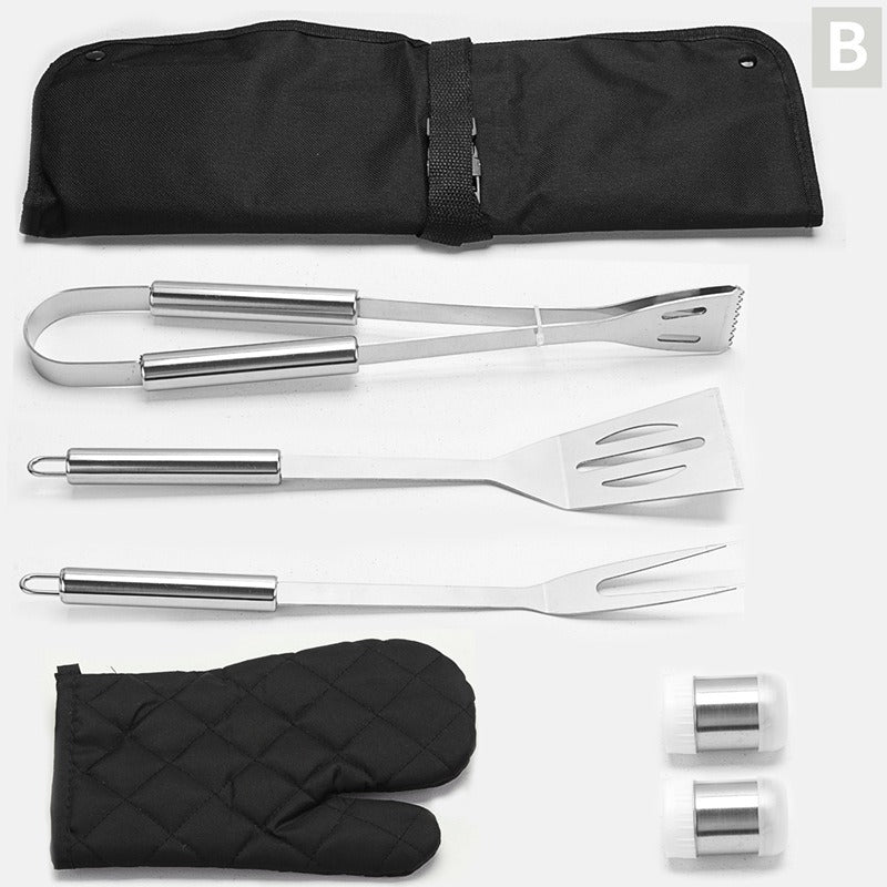 6Pcs Multifunctional Apron With Stainless Steel BBQ Grill Set