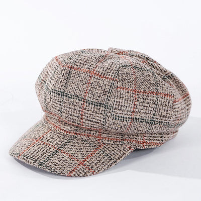 Plaid Fashion Thick Wool Women's Casual Beret Hat