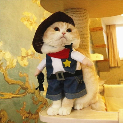 Funny Pet Halloween Costume Cowboy - GiddyGoatStore