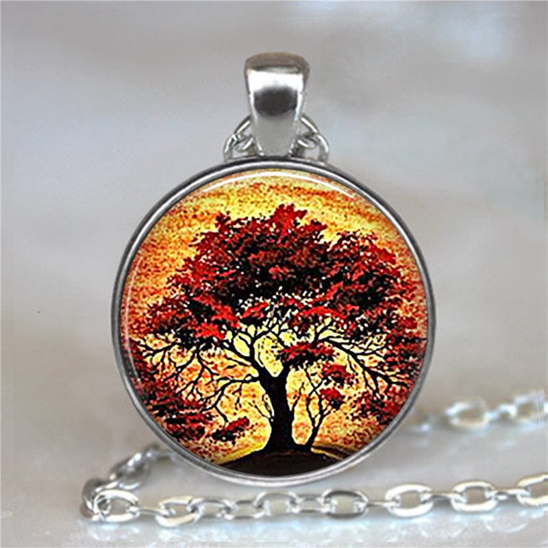 Glass Cabochon Tree Of Life Necklace - GiddyGoatStore