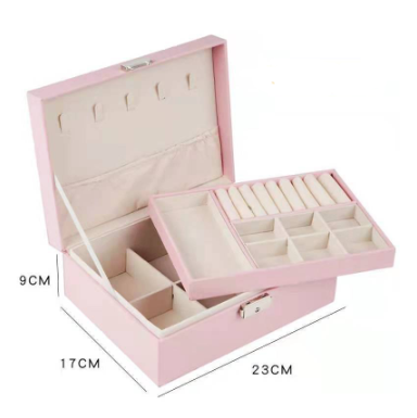 High Capacity Leather Jewelry Box With Lock Storage Boxes