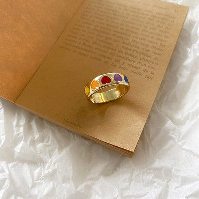 Ring - Women's Vintage Baroque HUANZHI Love Hearts Ring
