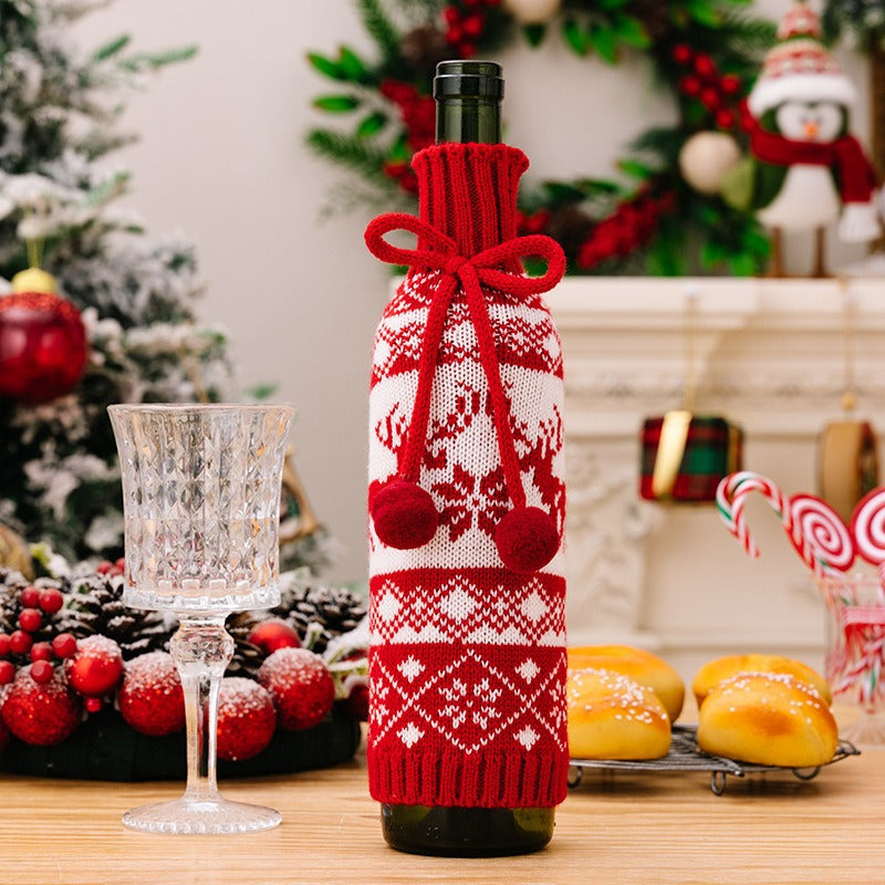 Christmas Knitted Wool Wine Bottle Xmas Bottle Cover