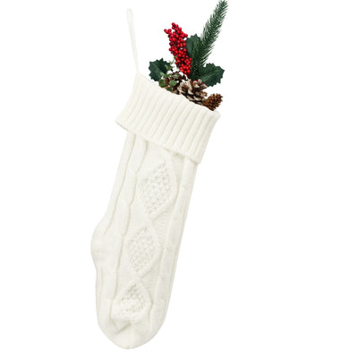 Christmas Stocking Embroidered Knitted Wool Xmas Socks