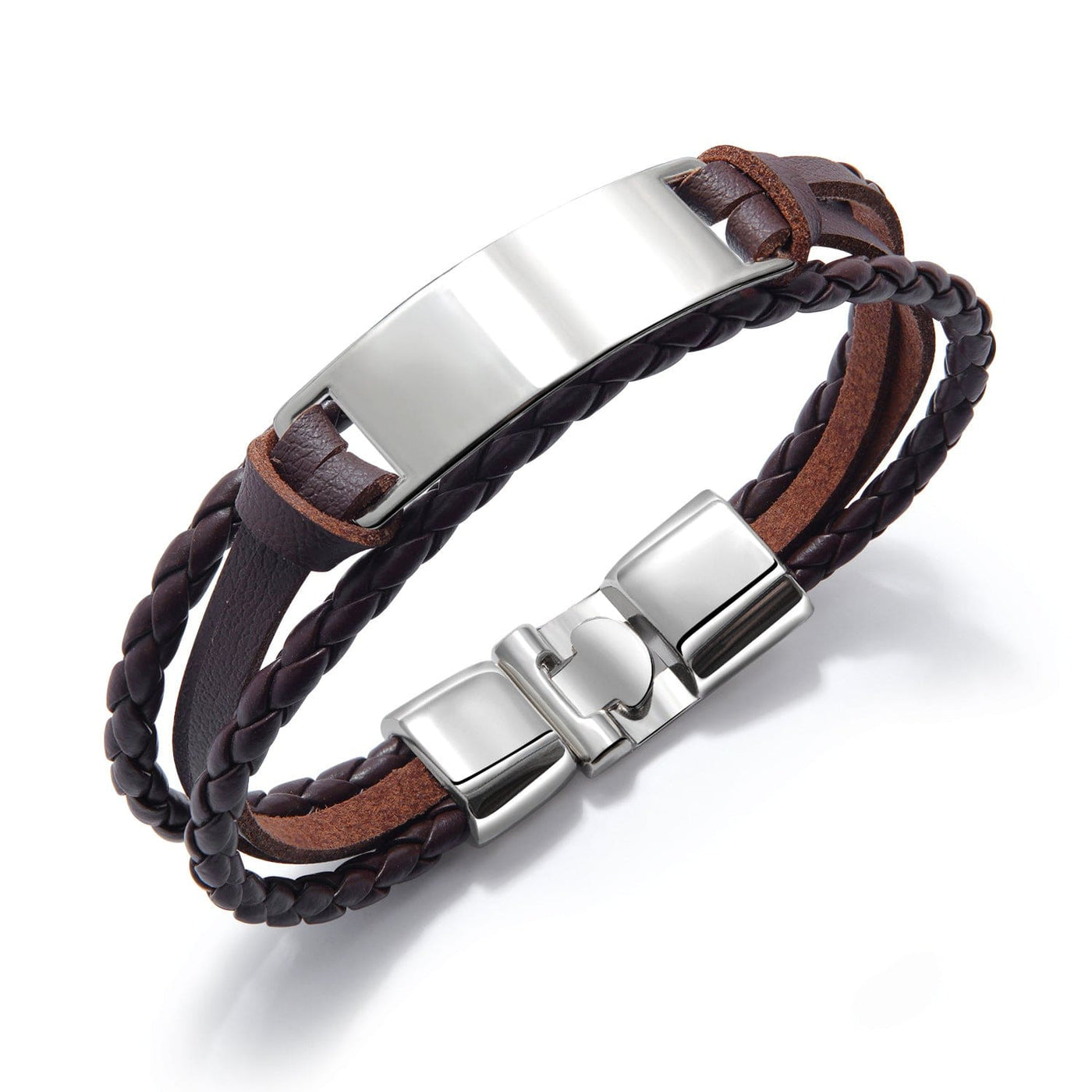 Bracelet - Men's Glossy Multi-Layer Braided Leather Bracelet