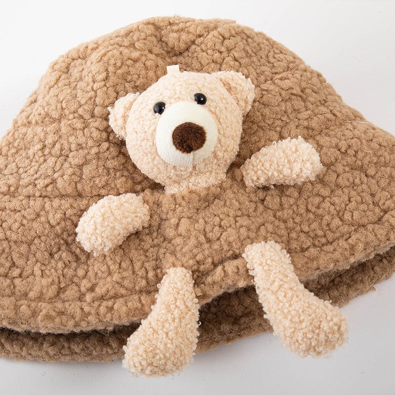 3D Stuffed Teddy Bear Warm Plush Winter Fisherman Basin Bucket Hat