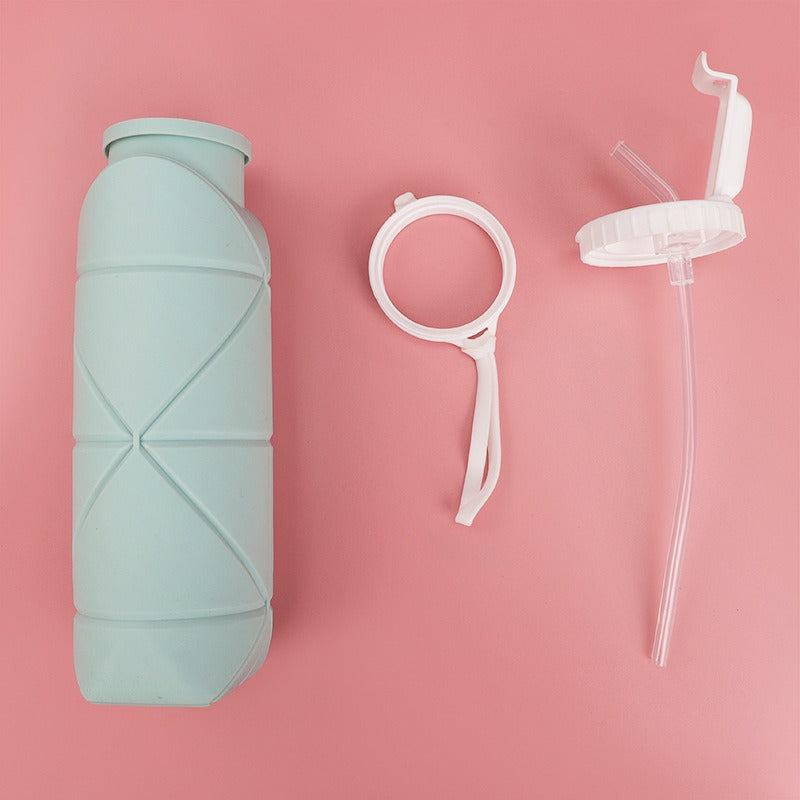 Folding Silicone Water Cups With Straws