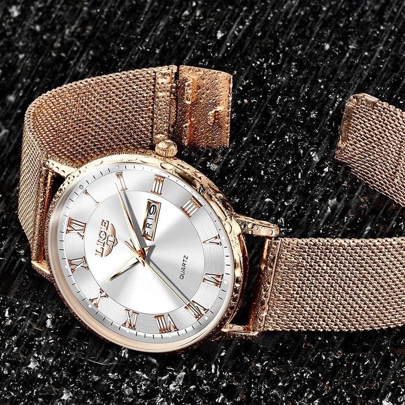 Watch - LIGE Ultra Thin Classic Milan Mesh Dual Calendar Quartz Watch