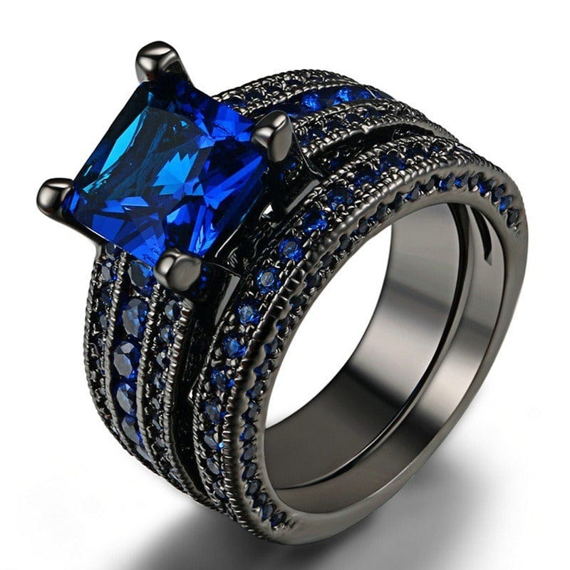 Ring - Black Gold Plated Retro Zircon Couples Ring Set