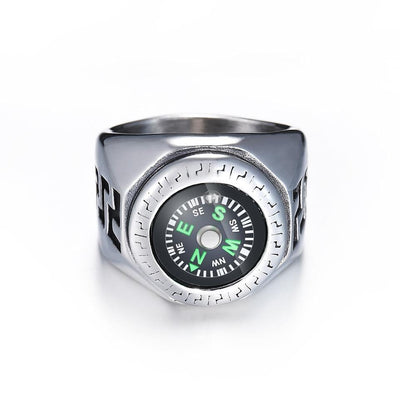 Ring - Men's Stainless Steel Compass Sailing Ring