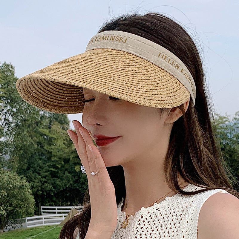 Women's Spring And Summer New Letter Embroidery Straw Sun Hat