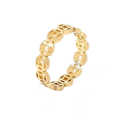 Ring - Unisex Vintage 18k Gold Titanium Stainless Steel Money Making Ring