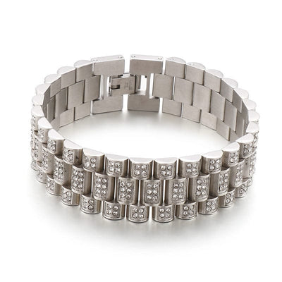 Bracelet - Men's Titanium Steel HipHop Tank Diamond Set Bracelet