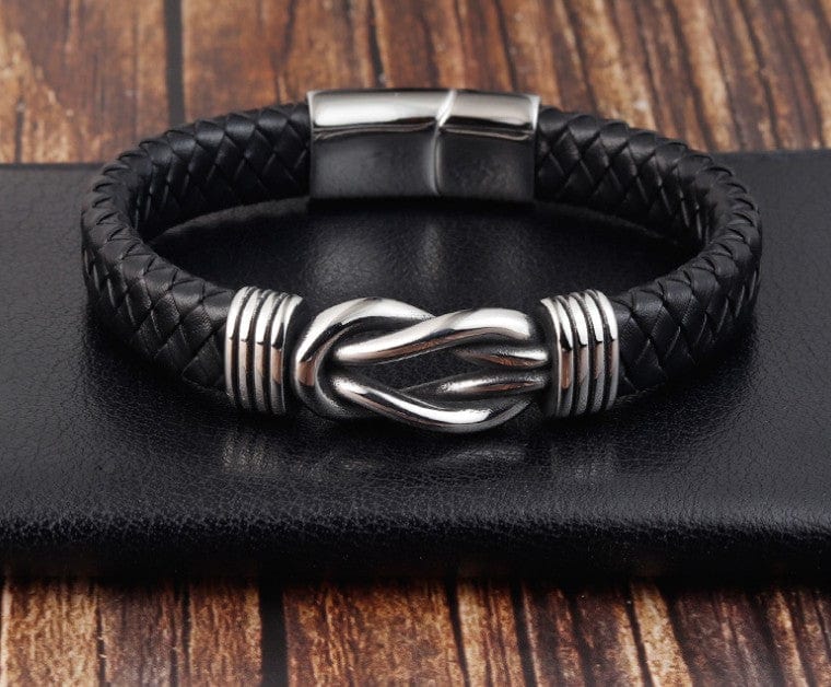 Bracelet - Men's Stainless Steel Combination Leather Bracelet