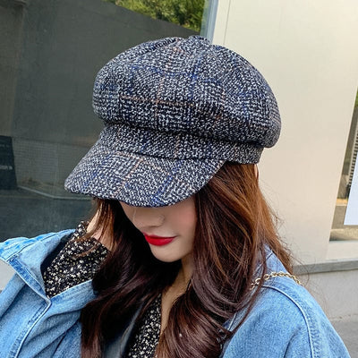 Plaid Fashion Thick Wool Women's Casual Beret Hat