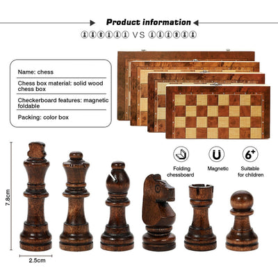 3 In 1 Chess, Checkers, Backgammon Wood Set