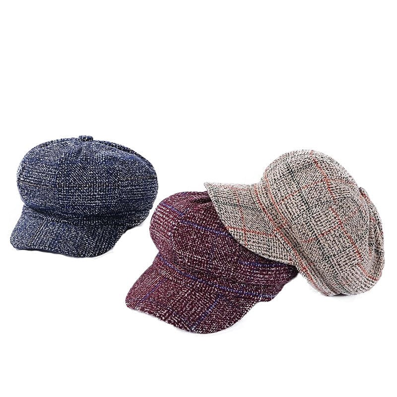 Plaid Fashion Thick Wool Women's Casual Beret Hat