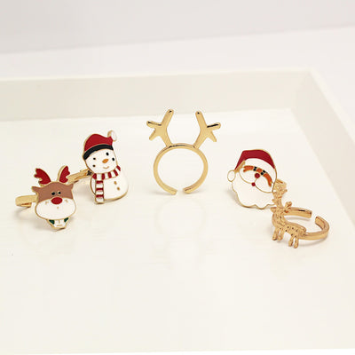 Cute Multi Style Christmas Cartoon Rings