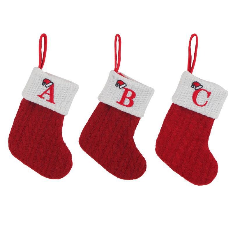 Red Christmas Stocking Personalized Letter Xmas Sock