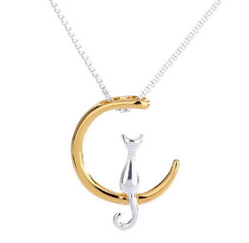Cat Moon Necklace - GiddyGoatStore