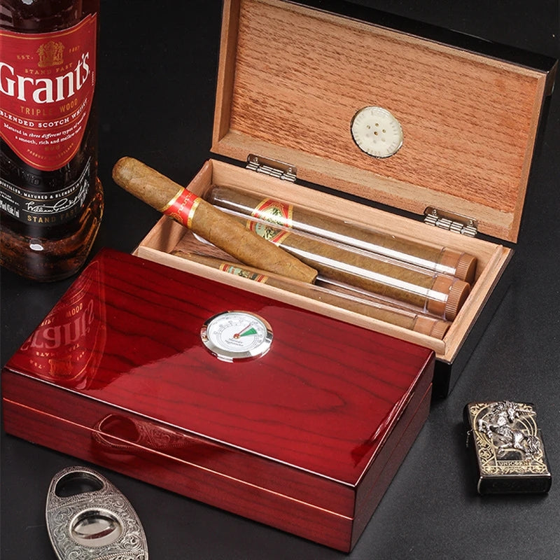 Portable Cedar Wood Cigar Humidor Case