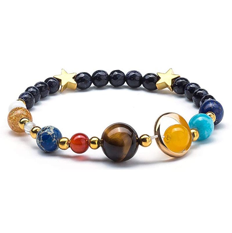 Pulsera - Pulsera Unisex con Cuentas de Piedra Natural de la Estrella Guardiana del Sistema Solar de la Galaxia del Universo Ocho Planetas 