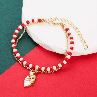 Christmas Bracelet - Creative Santa Claus Snowman Stocking Cane Christmas Bracelet