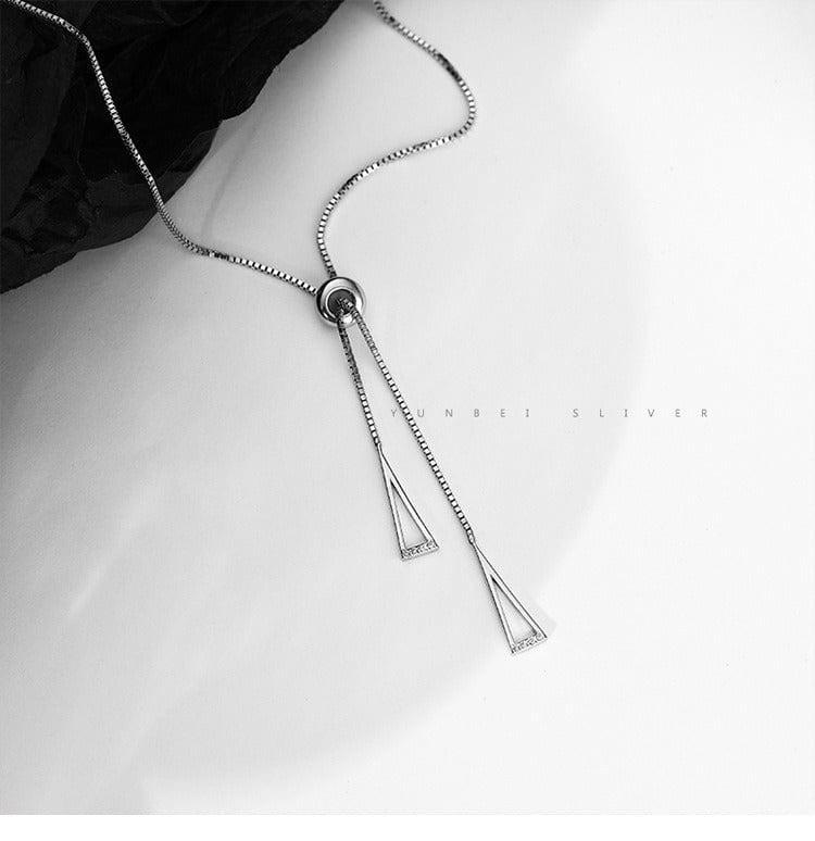 Necklace - Women's 925 Sterling Silver Geometric Triangle Necklace