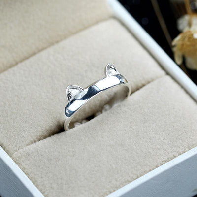 925 Silver Cat Ear Ring - GiddyGoatStore
