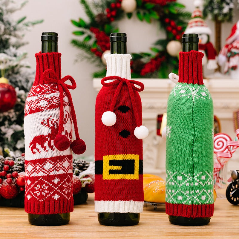 Christmas Knitted Wool Wine Bottle Xmas Bottle Cover