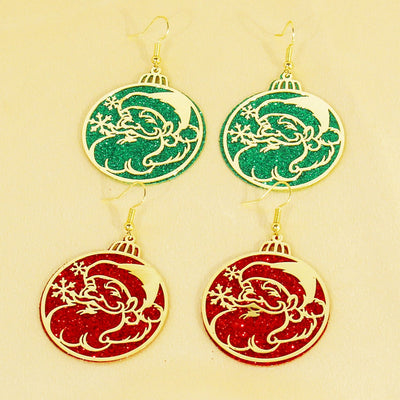 Christmas Round Tree Bells Santa Earrings