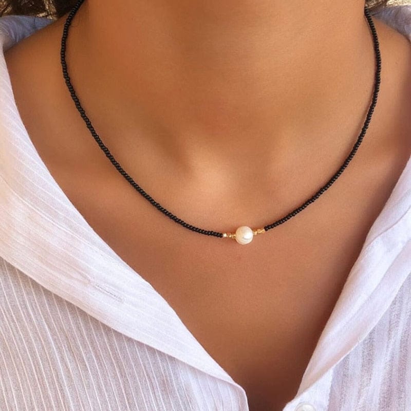 Necklace - Women's 18KGF Natural Freshwater White Pearl Necklace