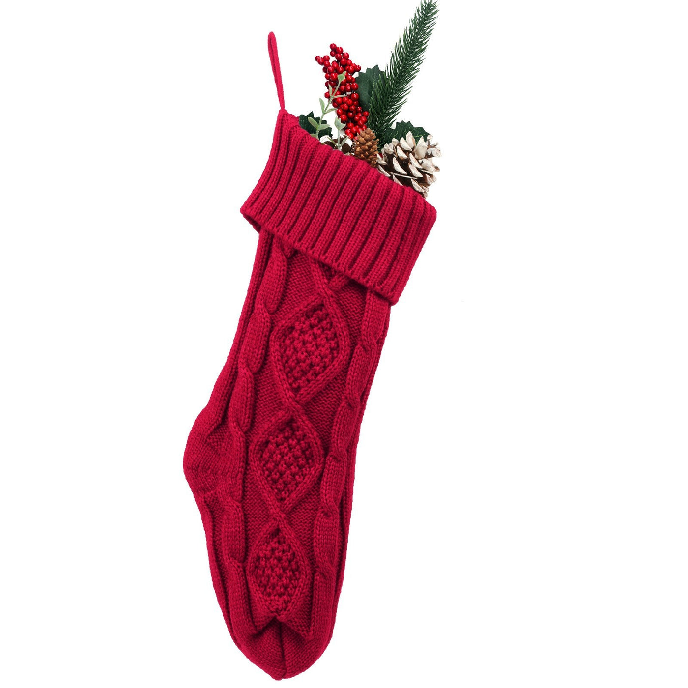 Christmas Stocking Embroidered Knitted Wool Xmas Socks