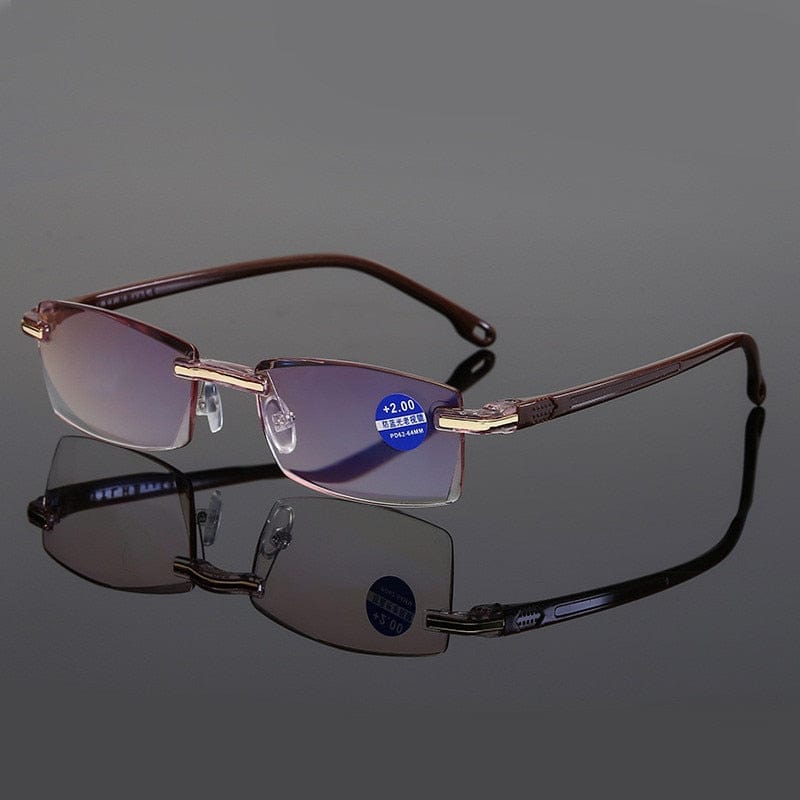 Gafas de sol - Ahora Gafas de sol unisex para presbicia, cuadradas, sin montura, con bloqueo de luz azul 