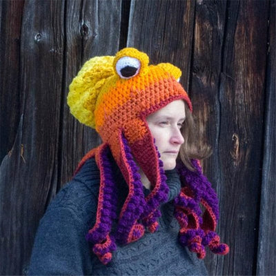 Trickster Eight Claw Octopus Head Crochet Wool Warm Hat