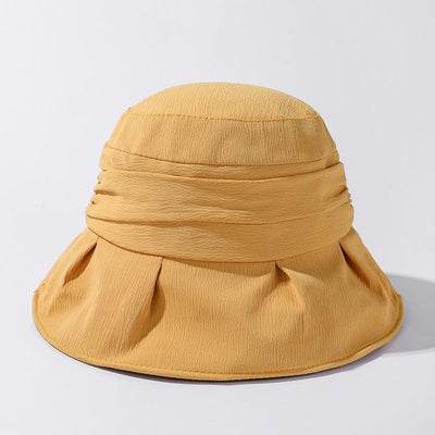 Women's Concave Shape Tide Basin Flat Pleated Fisherman Sunscreen Sun Hat