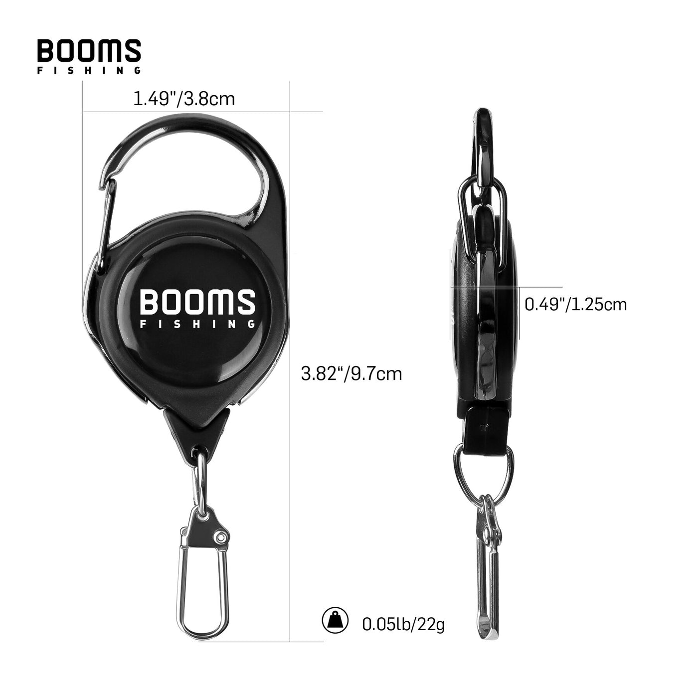 Booms Fishing Hiking Keys Retractor Carabineer Tool