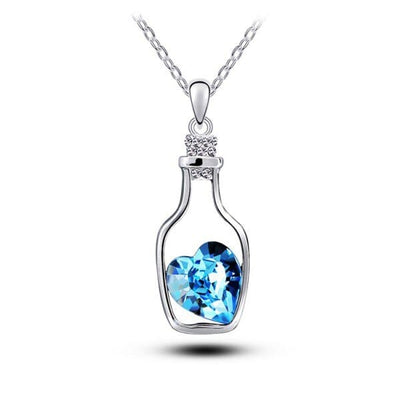 Wish Bottle Crystal Heart Necklace - GiddyGoatStore