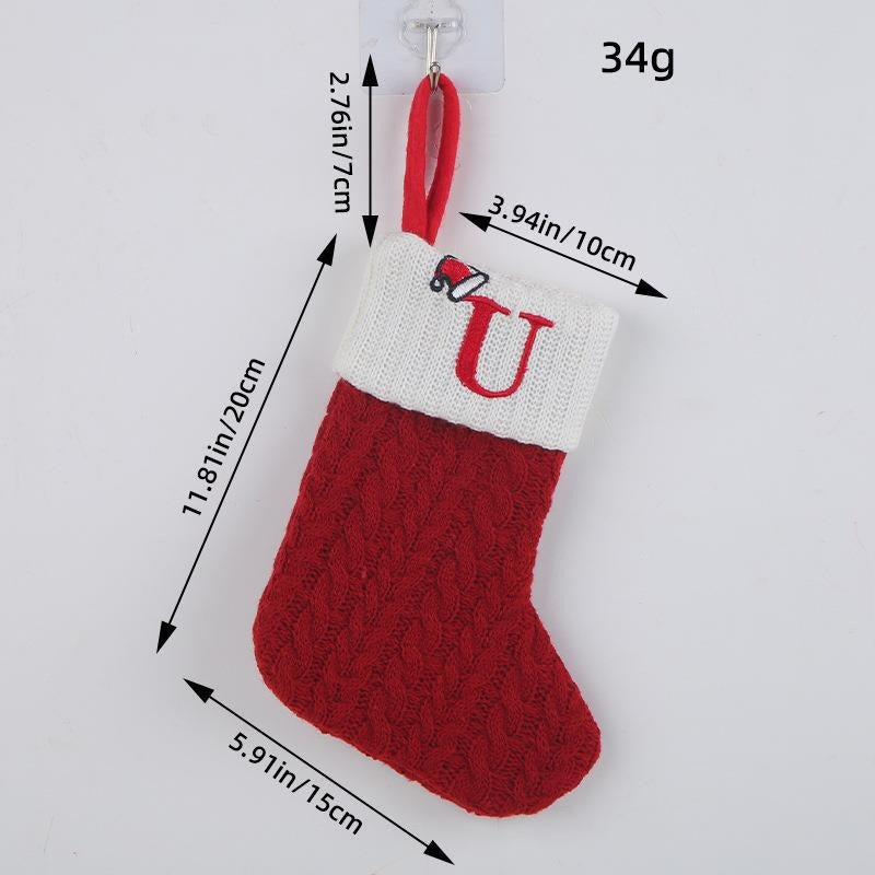 Red Christmas Stocking Personalized Letter Xmas Sock