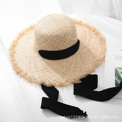 Women's Strap Lafite Large Brim Straw Seaside Summer Hat