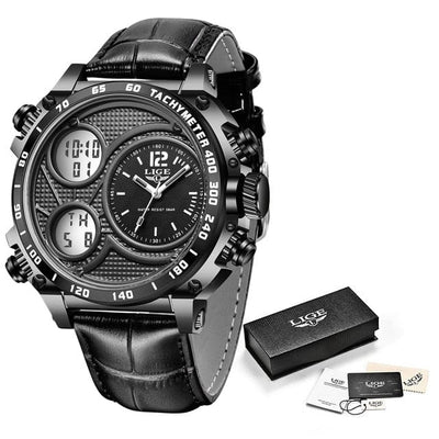 Men's Watch - Lige Electronic Dual Display Multi Function Business Watch - GiddyGoatStore