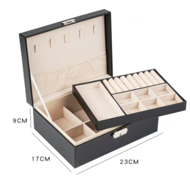 High Capacity Leather Jewelry Box With Lock Storage Boxes