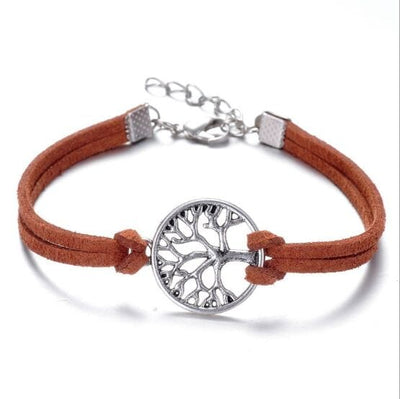 Handmade Leather Tree Charms Bracelet - GiddyGoatStore