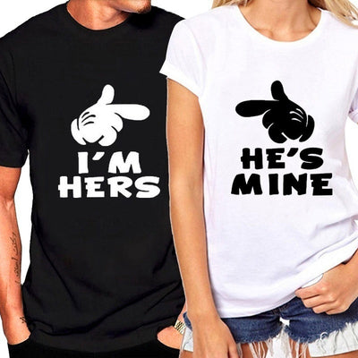 I'm Hers He's Mine Matching Couple Shirts