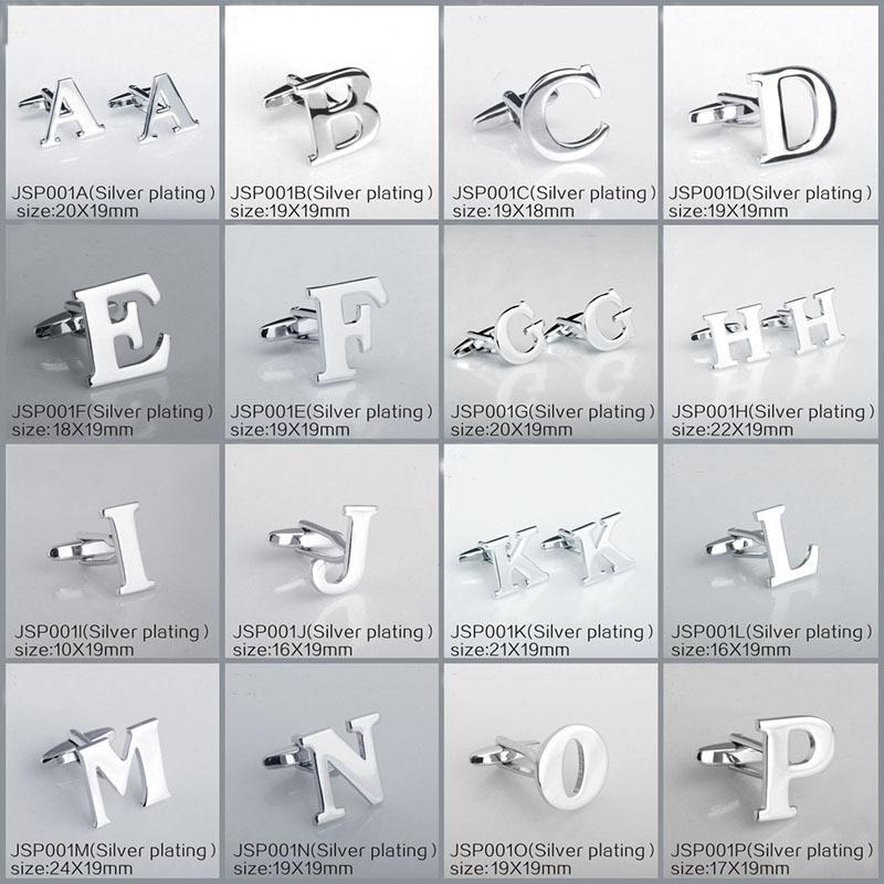 Cufflinks - Silver-color 26 Letters Cuff Links